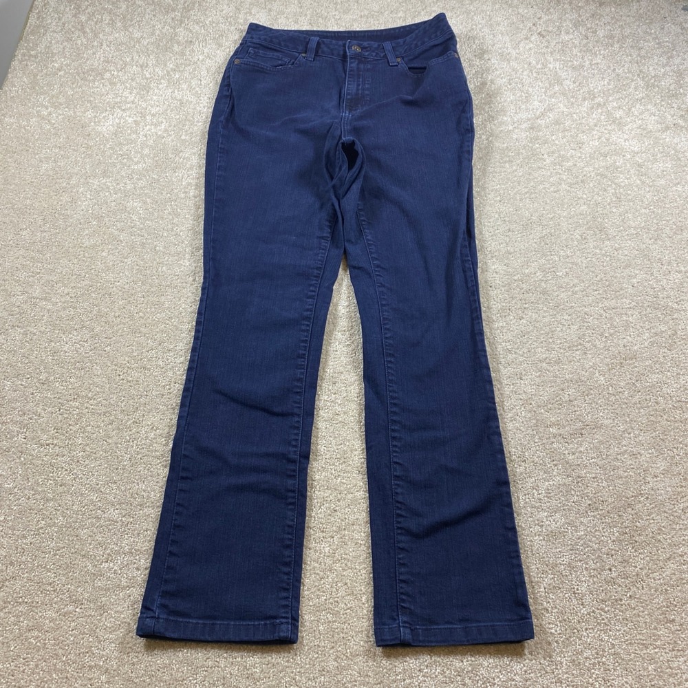 L.L.Bean Straight Leg Jeans Womens 6R Dark Indigo Blue Stretch Denim LW004937